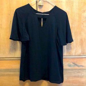 Navy flutter sleeve top